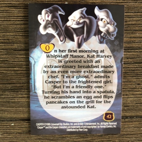 Fleer 1995 Casper trading card: “Flipping” Over Breakfast #42 - Picture 2 of 2